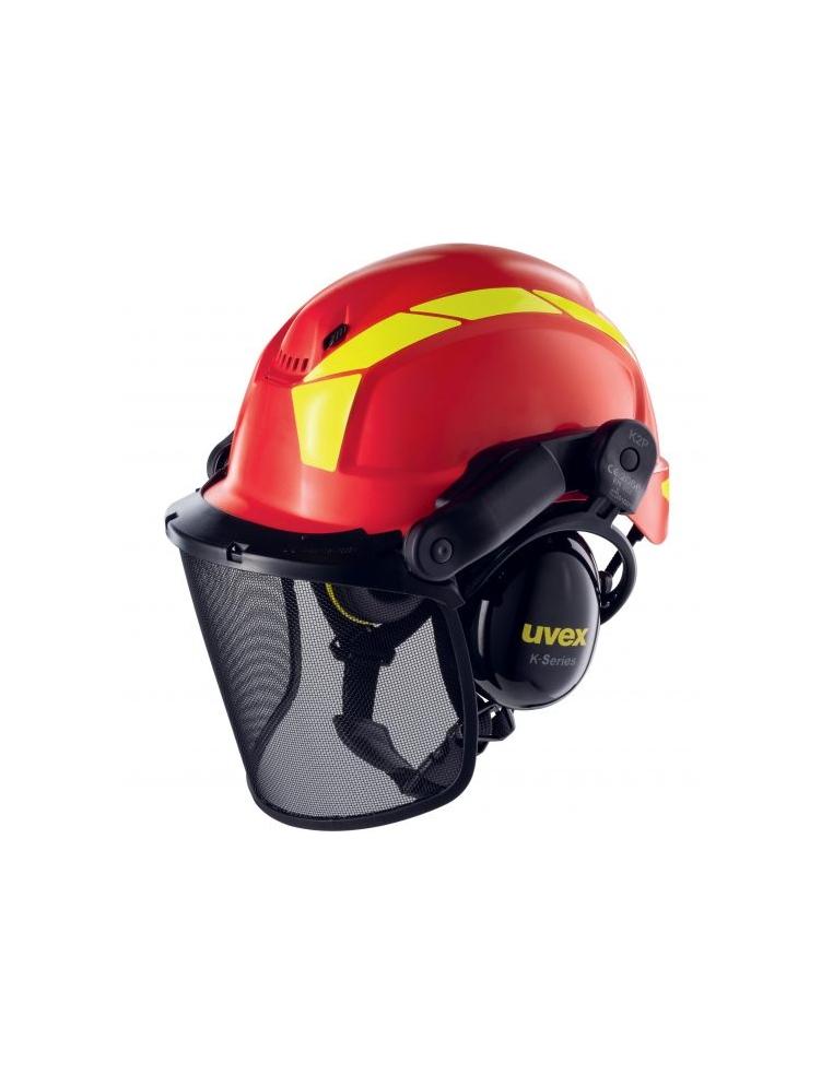 Casco kit forestale Pheos Forestry rosso/giallo Uvex Safety  - Uvex - Caschi tree climbing